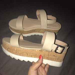 Nude wedge sandals